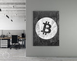 Bitcoin Canvas Print // Bitcoin Logo on a Grunge Background // Office Wall Decor // Motivational Modern Art