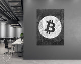 Bitcoin Canvas Print // Bitcoin Logo on a Grunge Background // Office Wall Decor // Motivational Modern Art