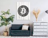 Bitcoin Canvas Print // Bitcoin Logo on a White Wood Background // Cryptocurrency Wall Art // Motivational Modern Art