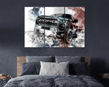 Ford F150 Canvas Print // Ford F-150 Raptor Red and Blue Art Print // Canvas Wall Decor