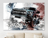 Ford F150 Canvas Print // Ford F-150 Raptor Red and Blue Art Print // Canvas Wall Decor