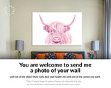 Pink Highland Cow Canvas Print // Highland Cow Pink Canvas Wall Decor