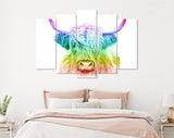 Rainbow Highland Cow Canvas Print // LGBT Highland Cow Canvas Wall Decor