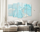 Blue Marble Canvas Print // Blue and Gold Marble Wall Decor // Luxury Abstract Canvas Wall Art // Extra Large Art Print