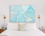 Blue Marble Canvas Print // Blue and Gold Marble Wall Decor // Luxury Abstract Canvas Wall Art // Extra Large Art Print