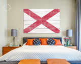 Alabama Canvas Print // Alabama State Flag with Vintage Wood Background