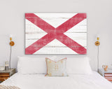 Alabama Canvas Print // Alabama State Flag with Vintage Wood Background