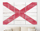 Alabama Canvas Print // Alabama State Flag with Vintage Wood Background