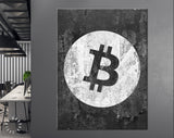 Bitcoin Canvas Print // Bitcoin Logo on a Grunge Background // Office Wall Decor // Motivational Modern Art