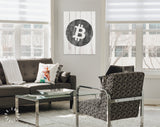 Bitcoin Canvas Print // Bitcoin Logo on a White Wood Background // Cryptocurrency Wall Art // Motivational Modern Art