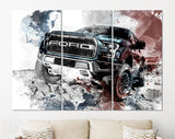 Ford F150 Canvas Print // Ford F-150 Raptor Red and Blue Art Print // Canvas Wall Decor