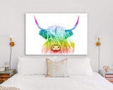 Rainbow Highland Cow Canvas Print // LGBT Highland Cow Canvas Wall Decor