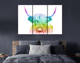 Rainbow Highland Cow Canvas Print // LGBT Highland Cow Canvas Wall Decor