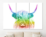 Rainbow Highland Cow Canvas Print // LGBT Highland Cow Canvas Wall Decor