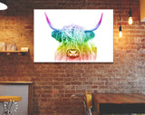 Rainbow Highland Cow Canvas Print // LGBT Highland Cow Canvas Wall Decor