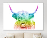 Rainbow Highland Cow Canvas Print // LGBT Highland Cow Canvas Wall Decor