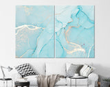 Blue Marble Canvas Print // Blue and Gold Marble Wall Decor // Luxury Abstract Canvas Wall Art // Extra Large Art Print