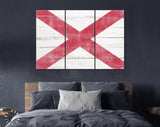 Alabama Canvas Print // Alabama State Flag with Vintage Wood Background