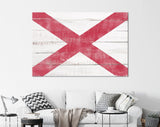 Alabama Canvas Print // Alabama State Flag with Vintage Wood Background