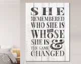 She Remembered Who She Is and Whose She Is The Game Changed // Canvas Wall Decor // Inspirational Modern Art