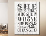 She Remembered Who She Is and Whose She Is The Game Changed // Canvas Wall Decor // Inspirational Modern Art