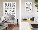 She Remembered Who She Is and Whose She Is The Game Changed // Canvas Wall Decor // Inspirational Modern Art