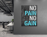 No Pain No Gain Canvas Print // Gym Wall Art // Office Wall Art // Motivational Wall Decor // Inspirational Saying Canvas Print