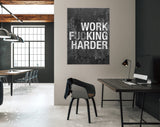 Work Harder Canvas Print // Gym Wall Art // Office Wall Art // Motivational Wall Decor // Inspirational Saying Print // Work F**king Harder