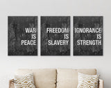 Orwell 1984 Quotes Canvas Wall Art // War Is Peace. Freedom Is Slavery. Ignorance Is Strength. // Orwell 1984