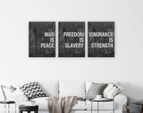 Orwell 1984 Quotes Canvas Wall Art // War Is Peace. Freedom Is Slavery. Ignorance Is Strength. // Orwell 1984