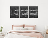 Orwell 1984 Quotes Canvas Wall Art // War Is Peace. Freedom Is Slavery. Ignorance Is Strength. // Orwell 1984