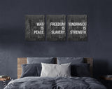 Orwell 1984 Quotes Canvas Wall Art // War Is Peace. Freedom Is Slavery. Ignorance Is Strength. // Orwell 1984