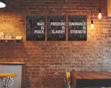 Orwell 1984 Quotes Canvas Wall Art // War Is Peace. Freedom Is Slavery. Ignorance Is Strength. // Orwell 1984