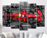 Black and Red Charles Leclerc F1 Canvas Print // Charles Leclerc doing a pitstop in the SF21 at Catalunya // Formula 1 Spanish GP