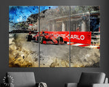 Carlos Sainz F1 2021 Canvas Print // Carlos Sainz driving the Ferrari SF21 around Monaco