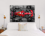 Black and Red Charles Leclerc F1 Canvas Print // Charles Leclerc doing a pitstop in the SF21 at Catalunya // Formula 1 Spanish GP