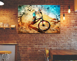 MTB Mountain Bike  Canvas Print // Downhill Wall Art // Mountain Biking Dusty Aggressive Turns Downhill Riding // Canvas Wall Art