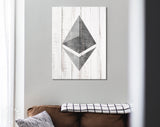 Ethereum Canvas Print // Ethereum Logo on a Grunge Background // Office Wall Decor // Motivational Modern Art