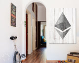 Ethereum Canvas Print // Ethereum Logo on a Grunge Background // Office Wall Decor // Motivational Modern Art