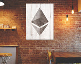 Ethereum Canvas Print // Ethereum Logo on a Grunge Background // Office Wall Decor // Motivational Modern Art