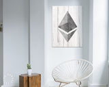 Ethereum Canvas Print // Ethereum Logo on a Grunge Background // Office Wall Decor // Motivational Modern Art