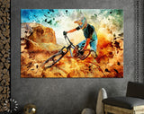 Downhill Canvas Print // MTB Mountain Bike Wall Art // Mountain Biking Dusty Aggressive Turns Downhill Riding // Canvas Wall Art