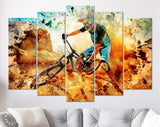 Downhill Canvas Print // MTB Mountain Bike Wall Art // Mountain Biking Dusty Aggressive Turns Downhill Riding // Canvas Wall Art