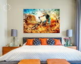 Downhill Canvas Print // MTB Mountain Bike Wall Art // Mountain Biking Dusty Aggressive Turns Downhill Riding // Canvas Wall Art