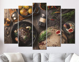 Meat Steak & Roasted Potato Canvas Print // Delicious Dishes on a Timber Table // Restaurant Bar BBQ Wall Decor // Steak House Wall Art