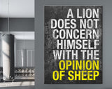 Lion Quote Canvas Print // A Lion Does Not Concern Himself With The Opinion Of Sheep // Gym Wall Art // Office and Home Wall Art