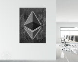 Ethereum Canvas Print // Ethereum Logo on a Grunge Background // Office Wall Decor // Motivational Modern Art