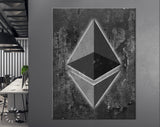 Ethereum Canvas Print // Ethereum Logo on a Grunge Background // Office Wall Decor // Motivational Modern Art