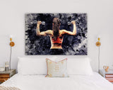 Fitness Canvas Print // Fitness Woman works out with Dumbbells // Gym Wall Decor