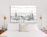 Arizona Desert Canvas Print // Arizona Desert White Wood Texture Canvas Print // The Four Peaks and Saguaros // Central Arizona Desert